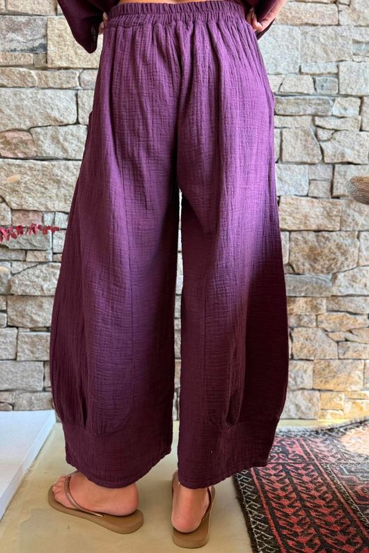 Santos Cushion Cotton Quirky Pant Aubergine?